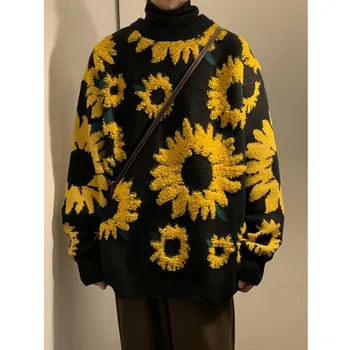 Žiemos Tirštėti Gėlių Megztinis Vyrams Šiltas Mados Atsitiktinis Stori Megztiniai Megztinis Vyrams korėjos Prarasti Long Sleeve Sweater Mens Megztinis M-XL