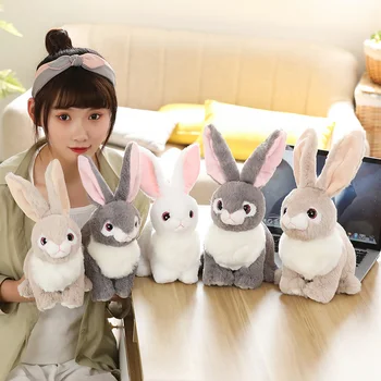 32/40CM Modeliavimas Mielas Balta Sidabrinė Chaki Pliušinis Triušis Kailio Realus Gyvūnų Easter Bunny Modeliavimas Rabbit Žaislas Modelis Dovana